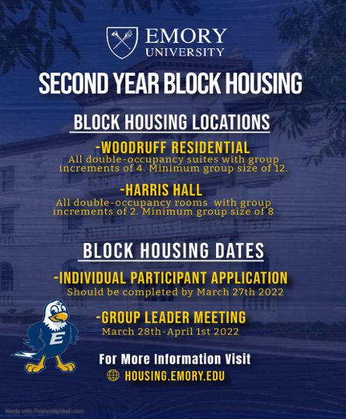 Second Year Block Housing Dates Visual Flyer